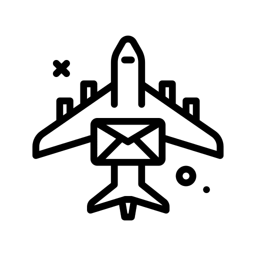 Airplane mail envelope shipping and delivery icon