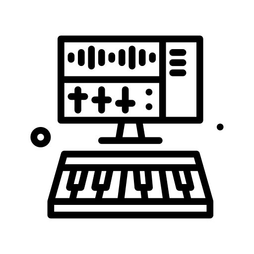 Production music and multimedia film piano keyboard icon