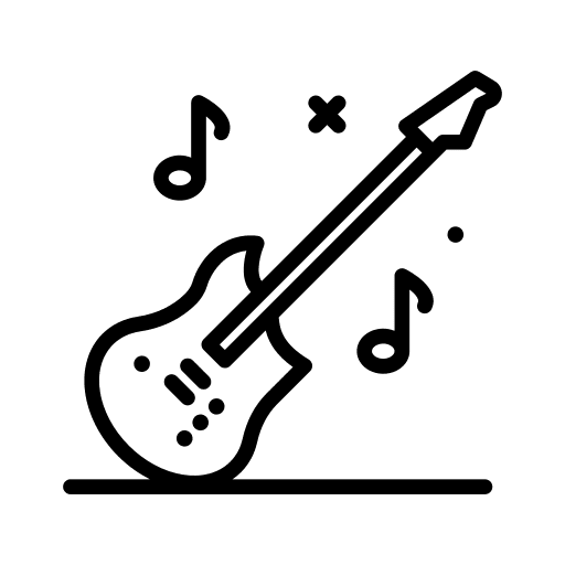 Electric guitar music and multimedia bass guitar string instrument icon Electric guitar music and multimedia bass guitar string instrument icon