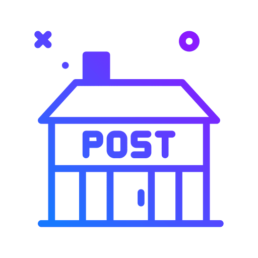 Post office mailbox architecture and city package icon Post office mailbox architecture and city package icon