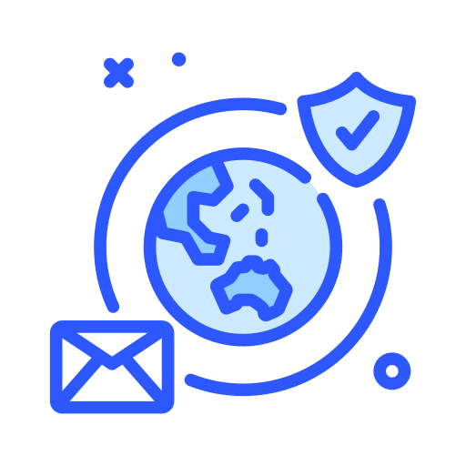 Earth envelope globe mail icon
