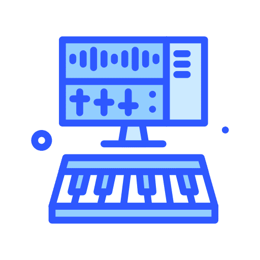 Production piano keyboard music and multimedia production icon