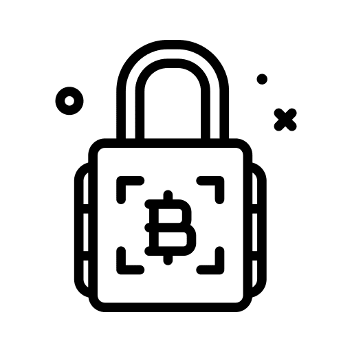 Lock cryptocurrency money secure icon
