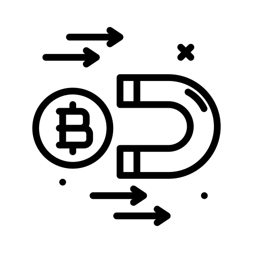 Magnet cryptocurrency business and finance arrows icon