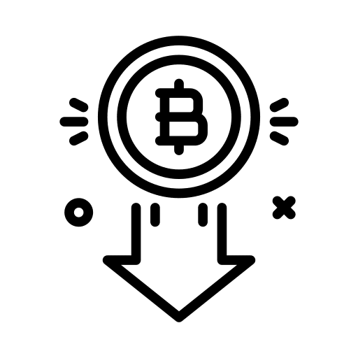 Decrease bitcoin money cryptocurrency icon