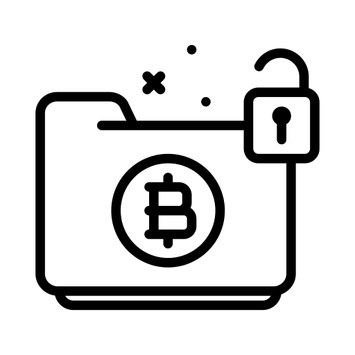 Folder cryptocurrency unlock security icon