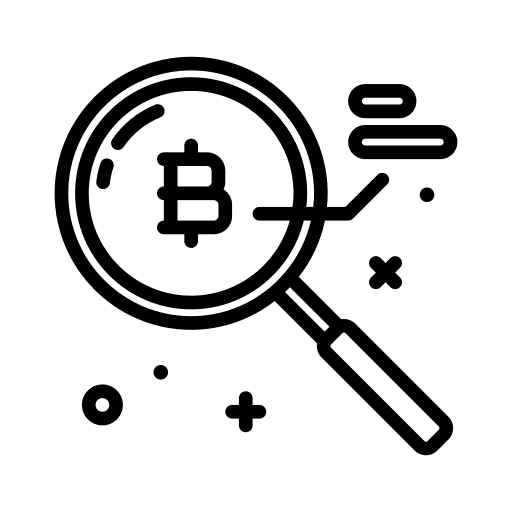 Research bitcoin analysis cryptocurrency icon