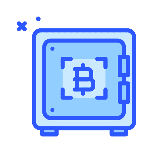 Crypto vault safe box deposit box bitcoin icon