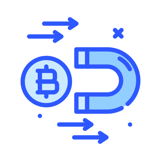 Magnet cryptocurrency arrows trend icon