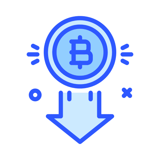 Decrease cryptocurrency bitcoin coin icon