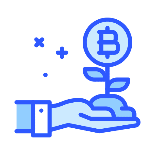 Grow money cryptocurrency investment icon