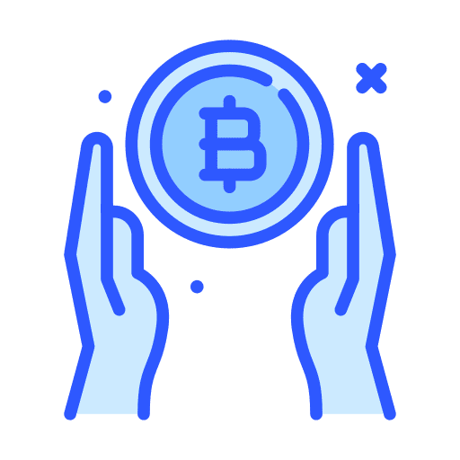Hands hands bitcoin coin icon