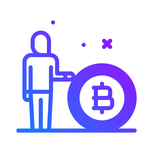 Bitcoin coin people investor icon