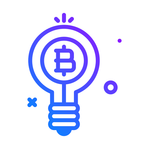 Light bulb cryptocurrency business and finance idea icon