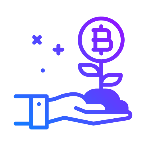 Grow value bitcoin plant icon