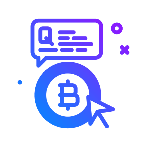 Question cryptocurrency click coin icon
