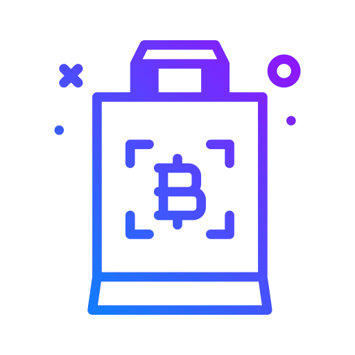 Shopping bag finance cryptocurrency business icon