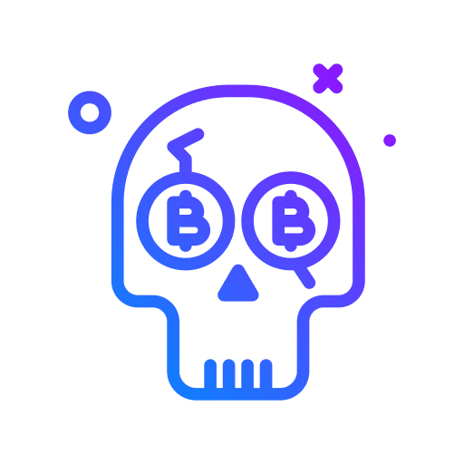 Skull cryptocurrency bitcoin bankruptcy icon
