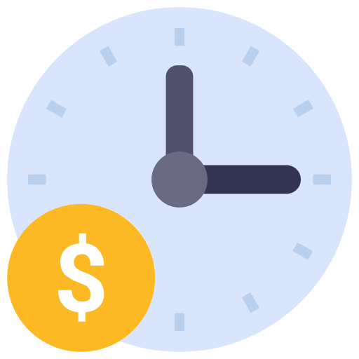 Time management business and finance clock cash icon