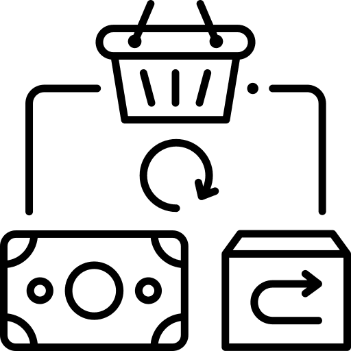Refund commerce and shopping compensation return icon