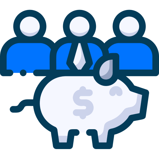 Mutual fund friends business and finance icon