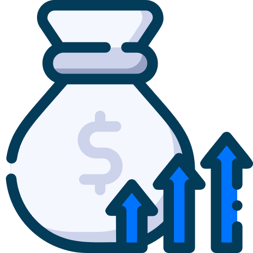 Rate profit business and finance money bag icon