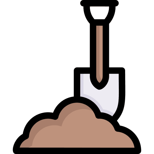 Soil planting farming and gardening digging icon