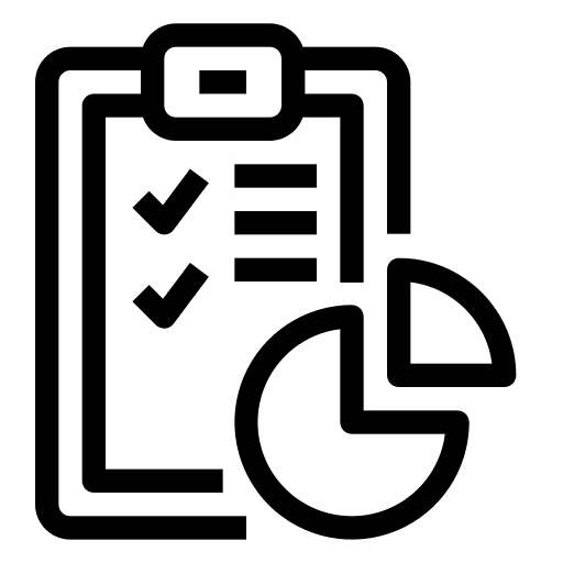 Data analytics pie chart business and finance checklist icon