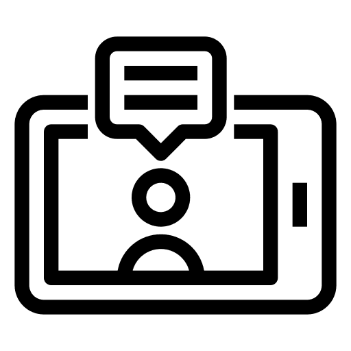 Video call smartphone speech bubble electronics icon