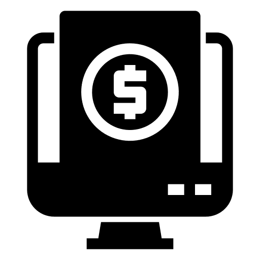 Monitor computer dollar mobile banking icon