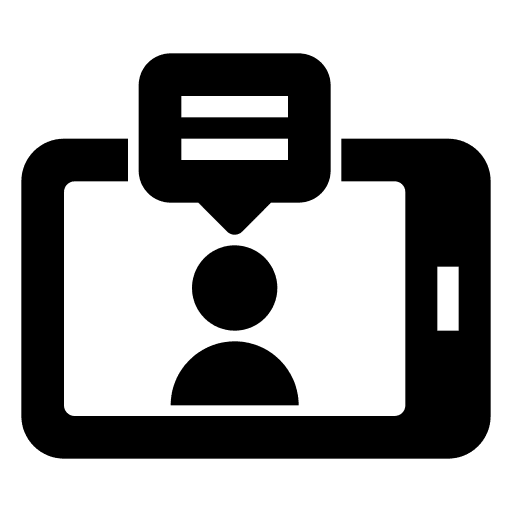 Video call communications user speech bubble icon