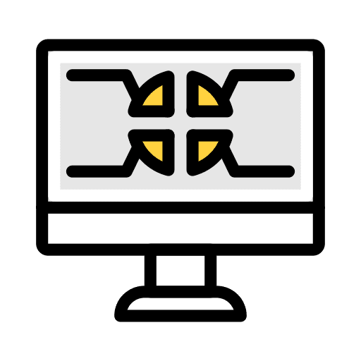 Monitor business and finance statistics computer icon Monitor business and finance statistics computer icon