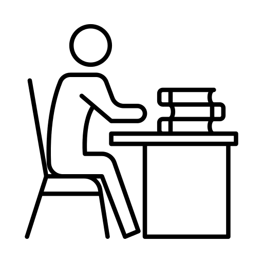 Study desk pictogram study icon