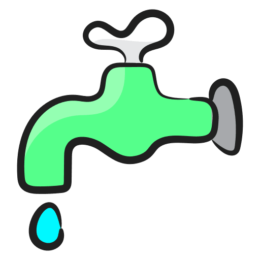 Faucet falling furniture and household water tap icon