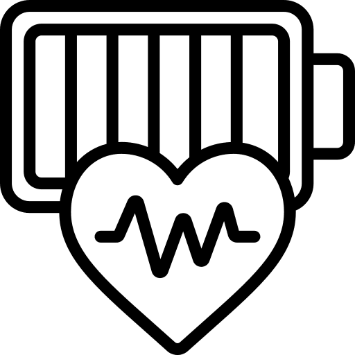 Battery status health electronics heart icon