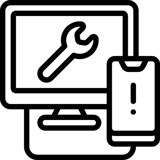 Desktop computer technical support electronics communication icon