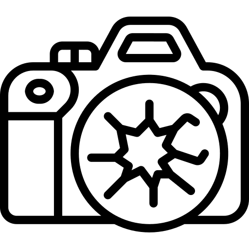 Dslr camera lens broken photograph icon