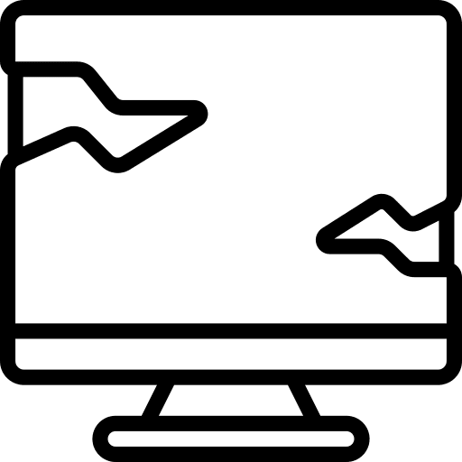 Cracked broken smash computer screen icon
