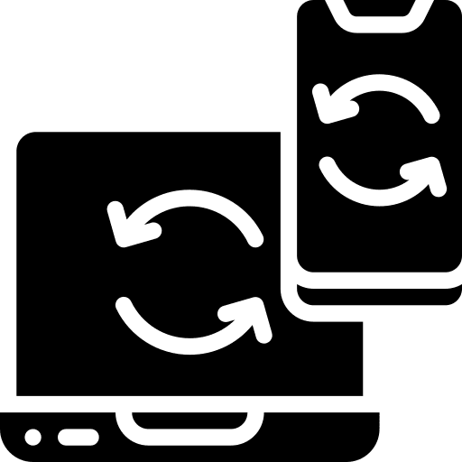 Laptop sync cellphone smartphone icon