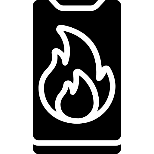 Smartphone fire warning sign alarm icon