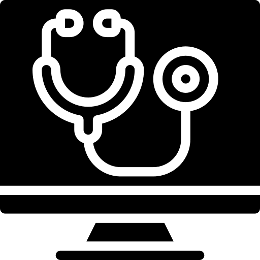 Stethoscope diagnostic online desktop computer icon