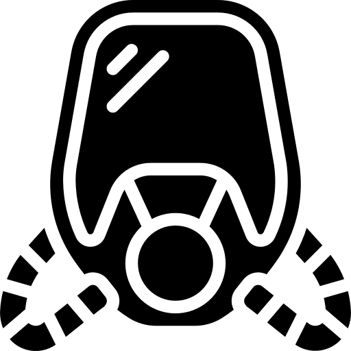 Gas mask nuclear pollution safety icon