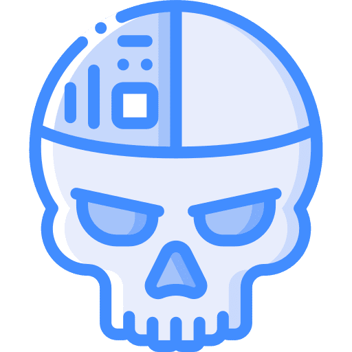 Skull cyborg war chip icon