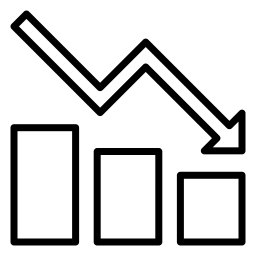Down arrow graph decrease business and finance icon