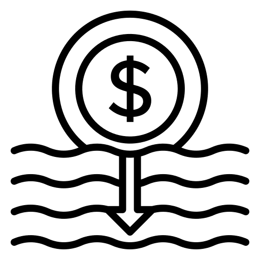 Sinking business and finance economy bomb icon Sinking business and finance economy bomb icon