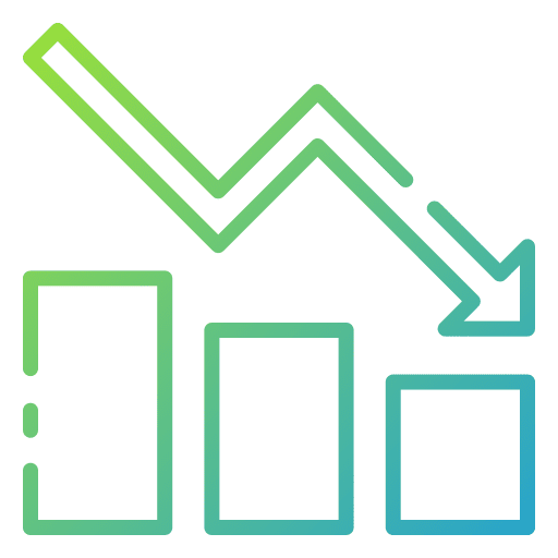 Down arrow reduction down arrow graph icon Down arrow reduction down arrow graph icon