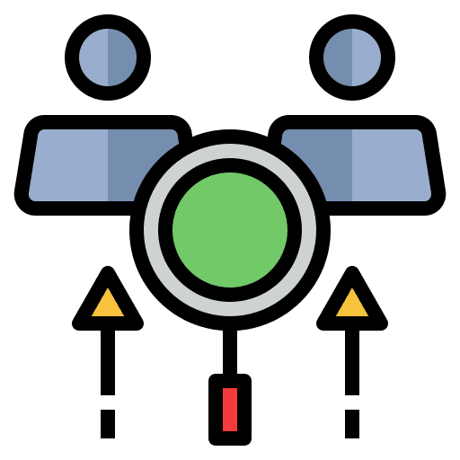Technical service technical support loupe arrow up icon
