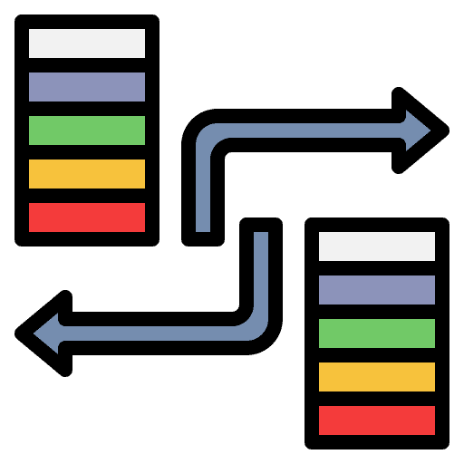 Data transformation synchronisation data transfer system icon Data transformation synchronisation data transfer system icon
