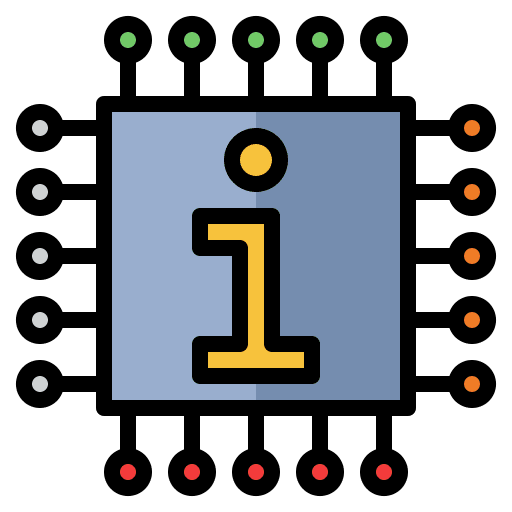 Information chip info processor icon Information chip info processor icon
