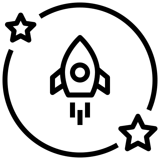 Startup rocket business and finance idea icon